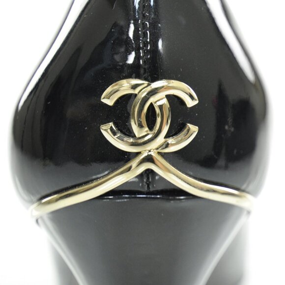 Authentic Chanel CC Logo Patent Leather Pumps - Sz 39 - Picture 4 of 13